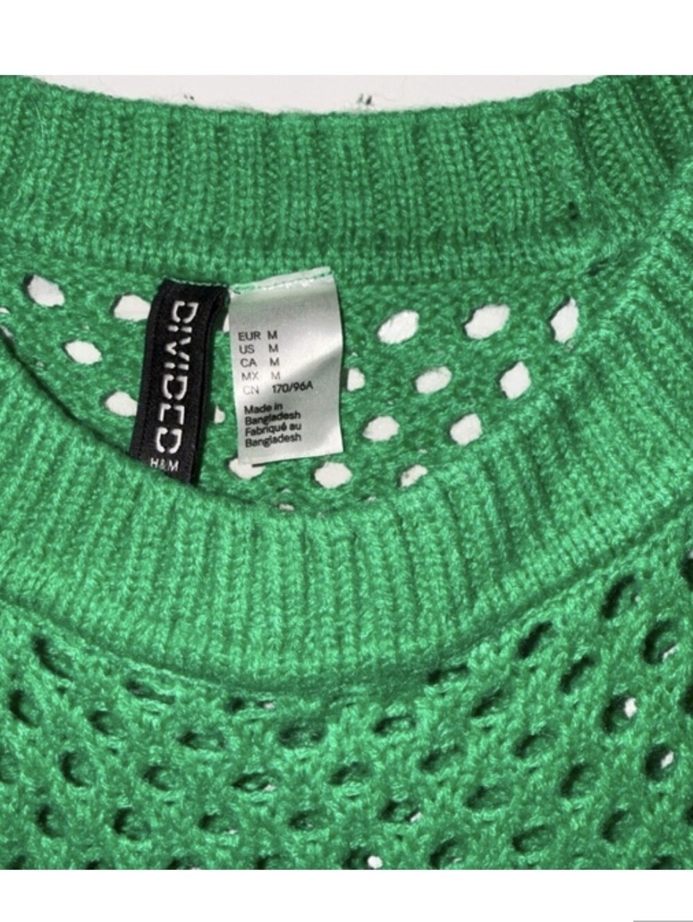 🧶 H&M Vibrant Green Open-Knit Sweater - Picture 3 of 4